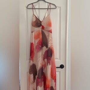 Express Strappy Maxi Dress in Cream, Red & Brown